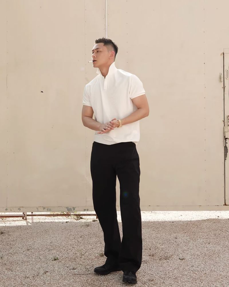 Men's Stretch Knit Seagull Collar Polo - Business Commuter Short Sleeve