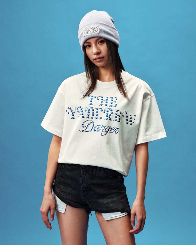 Unisex Relaxed Fit Cotton Tee with Dot & Stardust Foil Print