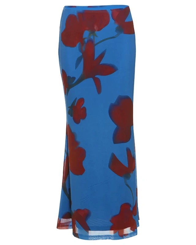 Artisan Print Two-Piece Top & Skirt Set — Halter & Pencil Perfection